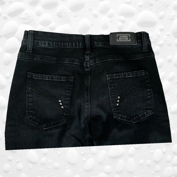 SIMON CHANG BLACK DENIM JEANS - SIZE 8 - Picture 5 of 8